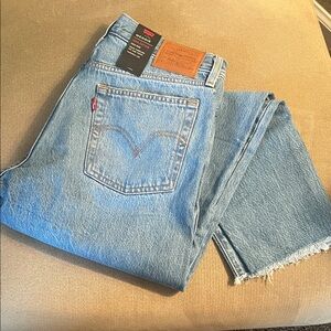 Levi's Wedgie High Rise Blue Jeans 28 NWT Raw Hem